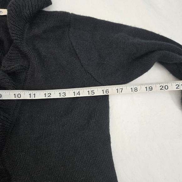 Joca Manga S Black Angora Blend Hand Made in Peru Ruffle Cardigan Tunic - Picture 7 of 13